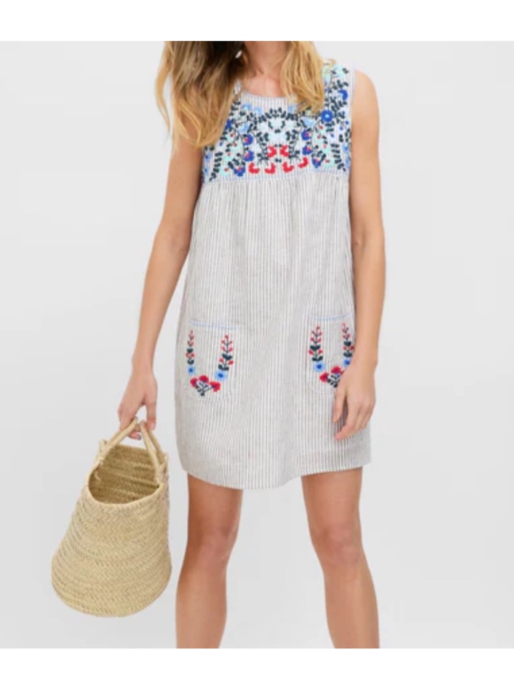 Tuckernuck Tan Striped Embroidered Sunny Mini Dress XXXL